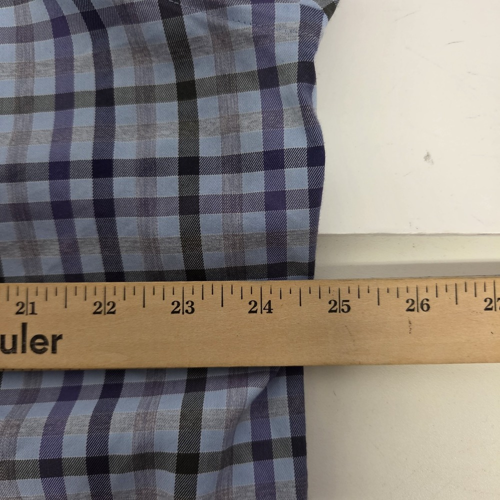 PETER MILLAR Dress Shirt XXL Mens Blue Plaid Cotton Button Down Long Sleeve - Picture 5 of 6